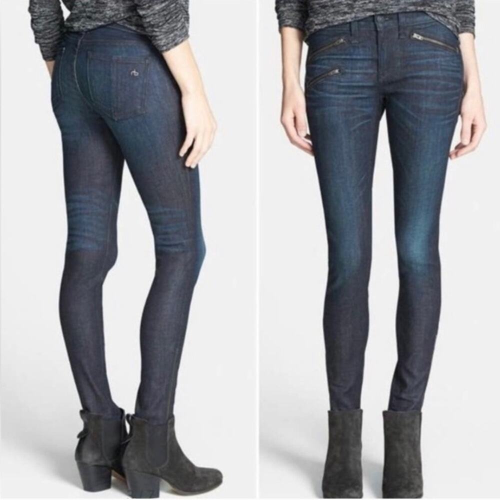 rag & bone Women's Moto Zipper Skinny Jeans Kensington Size 25